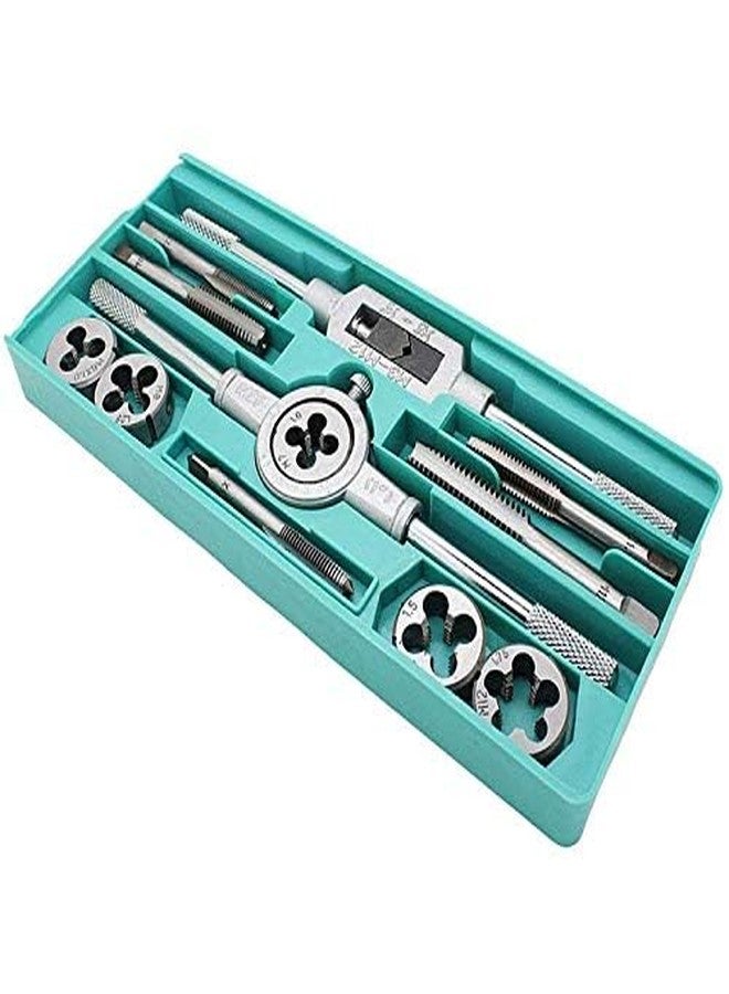 ISC 20pcs Hss Tap & Die Set M3-M12,Metric Sizes,Tap & Dies With Tap Wrench & Round Die Handle Complete Set - Image 1